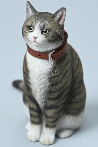 HiPlay JXK Collectible Cat Figure: Felis Catus, Expertly Hand-Painted, Lifelike, Safe Resin, 1:6 Scale Miniature Animal Figurine