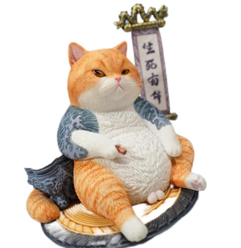 HiPlay JXK Collectible Cat Figure: Dying is as Natural as Living, Expertly Hand-Painted, Lifelike, Safe Resin, 1:12 Scale Miniature Animal Figurine