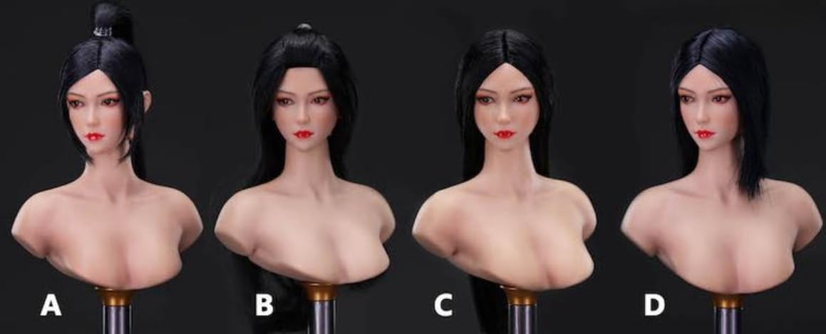 1:6 Scale Female Head Sculpt, Mu, Asia Girl Head Sculpture for 12-inch Action Figures