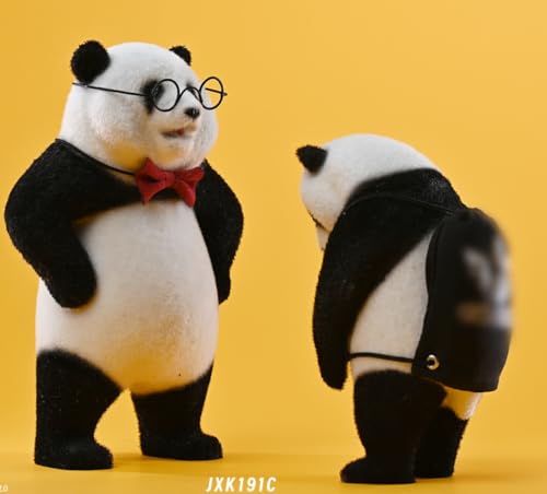 HiPlay JXK Collectible Panda Figure: Flocking Panda 2.0, Expertly Hand-Painted, Lifelike, Safe Resin, 1:12 Scale Miniature Animal Figurine