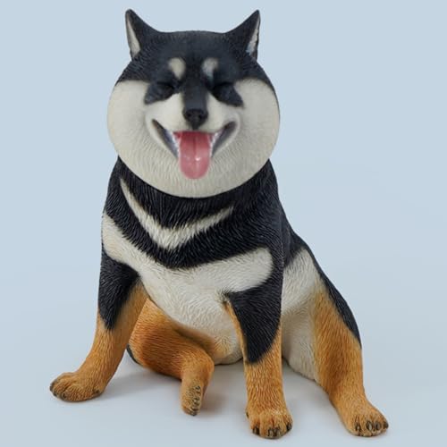 HiPlay JXK Collectible Dog Figure: Shiba Inu, Expertly Hand-Painted, Lifelike, Safe Resin, 1:6 Scale Miniature Animal Figurine