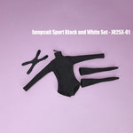 JIAOUDOLL, Female Knee Pads + Bodysuit + Mid-Calf Socks & Female Sportswear Single Jacket & Female Sports Jumpsuit Set Jacket with Jumpsuit, Doll Clothes Accessory for 12-inches Figure