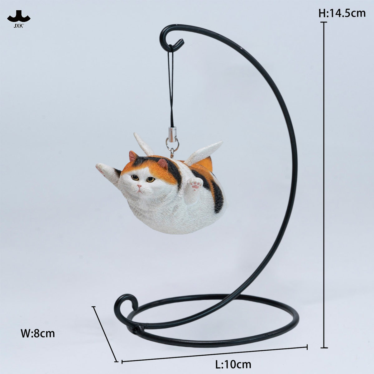 JXK Cat Angel Statue JXK383 Winged Feline Figure with Metal Stand Realistic Animal Collectible for Home Office Desk Decor