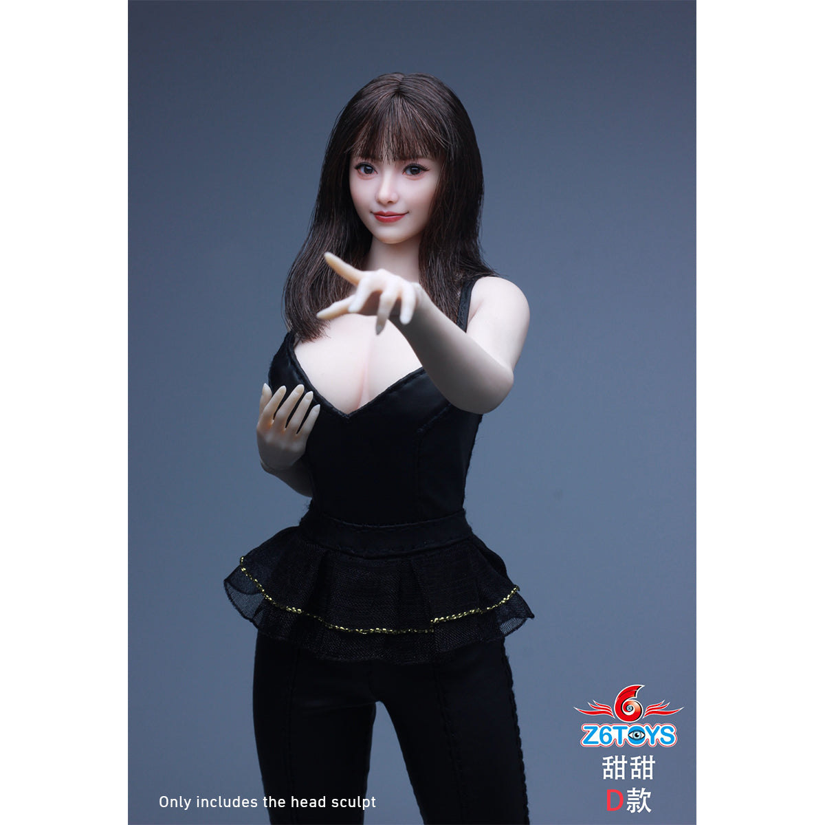 Z6TOYS Asian Movable-Eye Smiling Female Tiantian ZC021 Head Sculpt Accessory 1/6 Scale Fit Action Figure