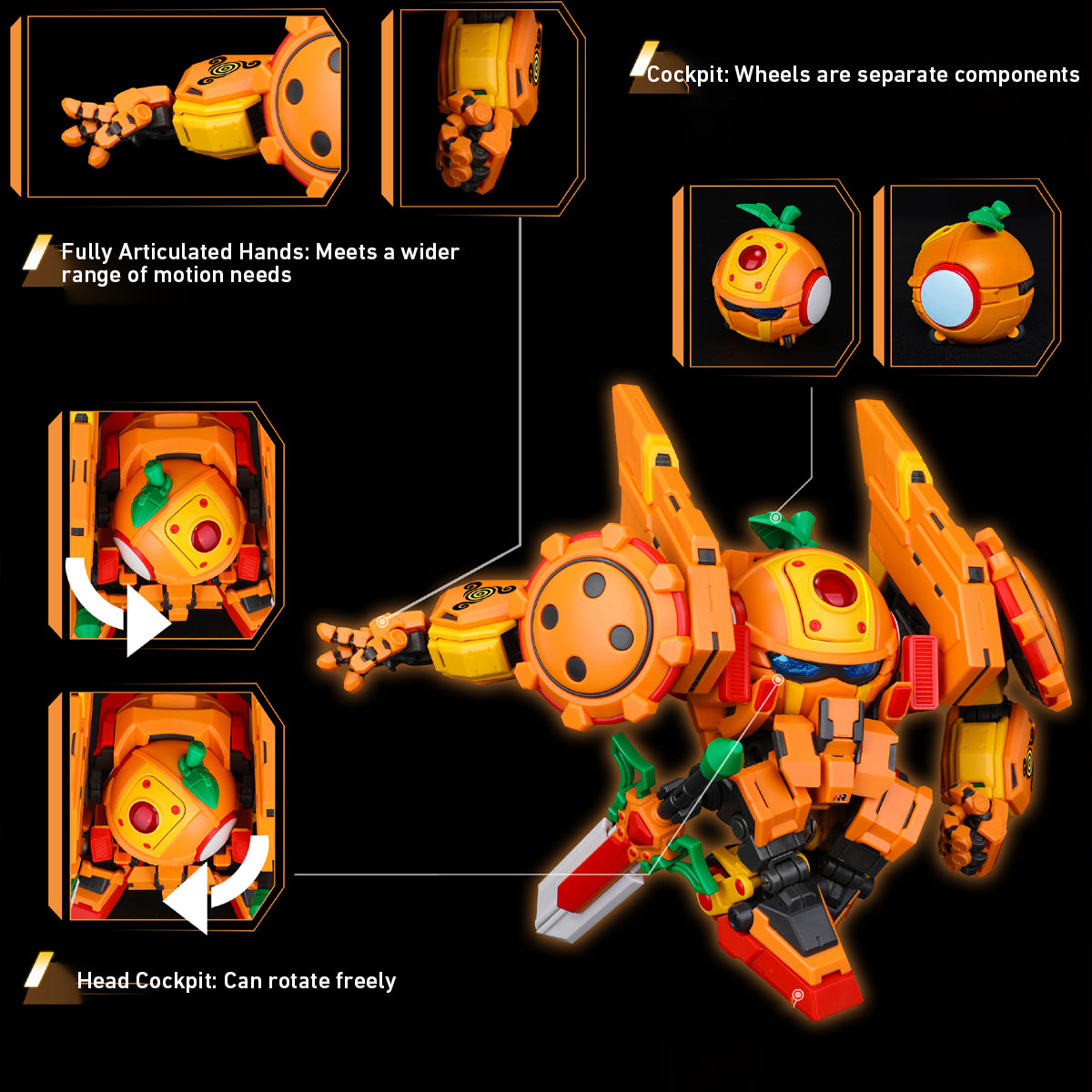 YI LI CHUANG WAN: FRUITY ROBO: Mandarine Berserker - Cheng Liuxiang Assembly Action Model Kits