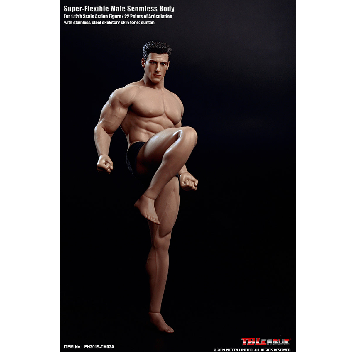 TBLeague, Seamless Muscular Male Body Suntan-Skin with Head Sculpt, Action Figures Body