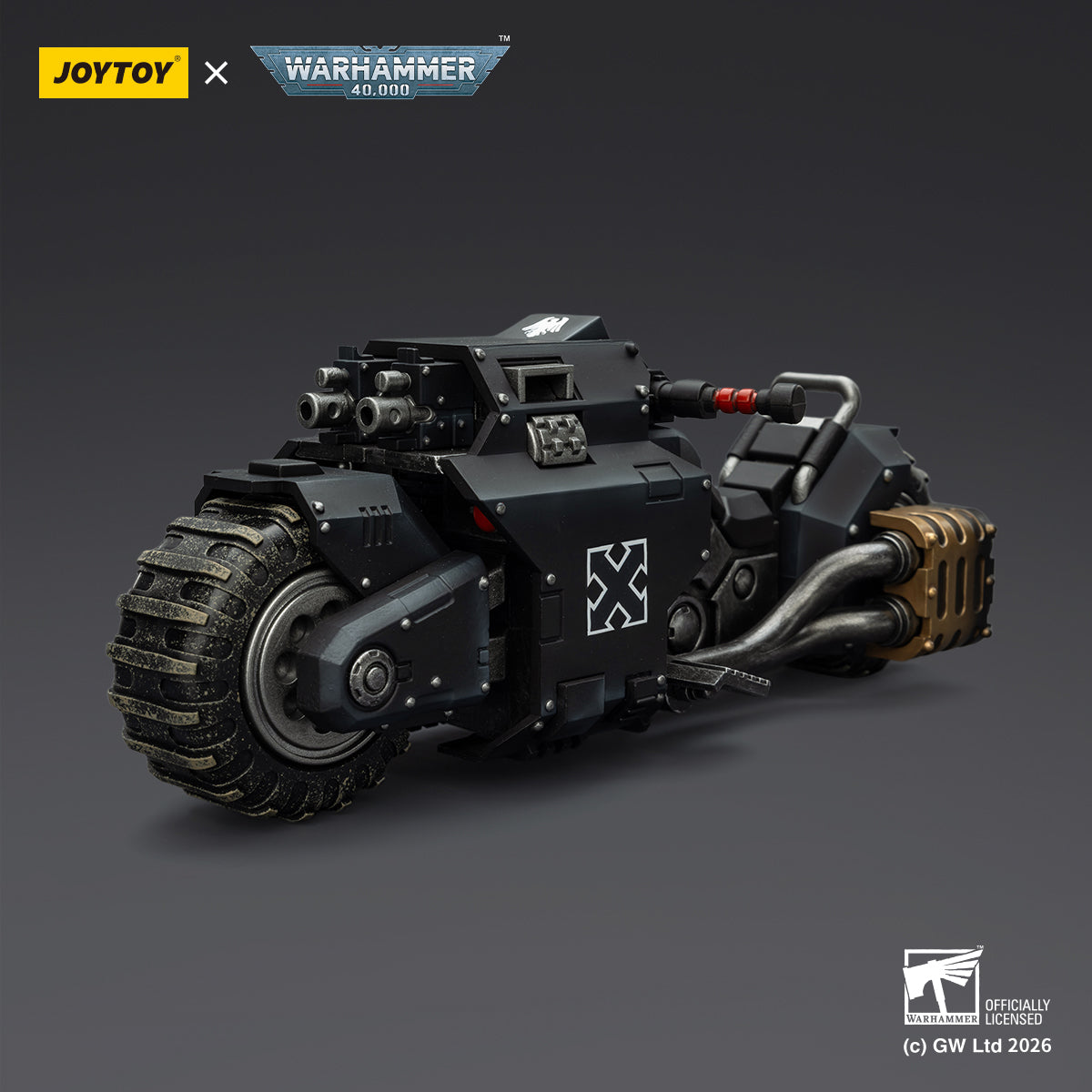 JOYTOY Warhammer 40K Raven Guard/Space Wolves/Blood Angels Raider-pattern Combat Bike with twin-linked bolt rifles (JT03776) 1/18 Scale Action Figure Vehicle Set