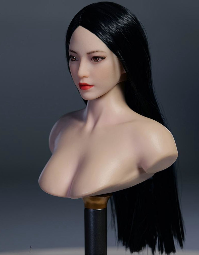 YMTOYS Asian Female Head Sculpt Huali (YMT102D) Realistic Beauty Headplay with Rooted Hair 1/6 Scale fit Action Figure