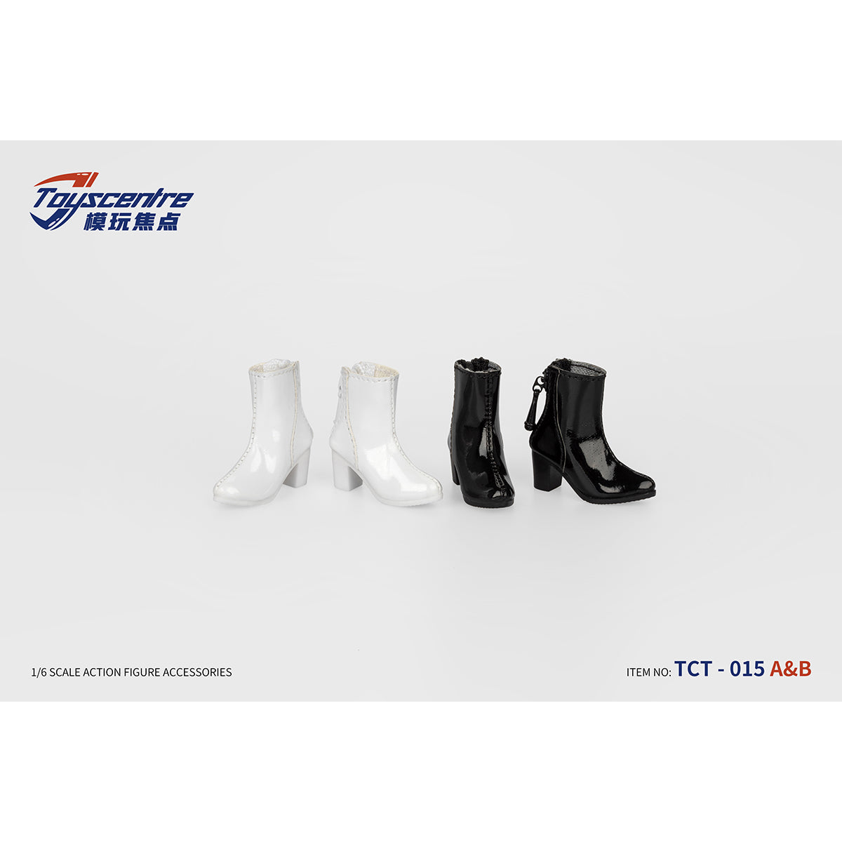 Toyscentre, Female Black Short Boots Shoes, Doll Accessory for 12-inches Action Figurine