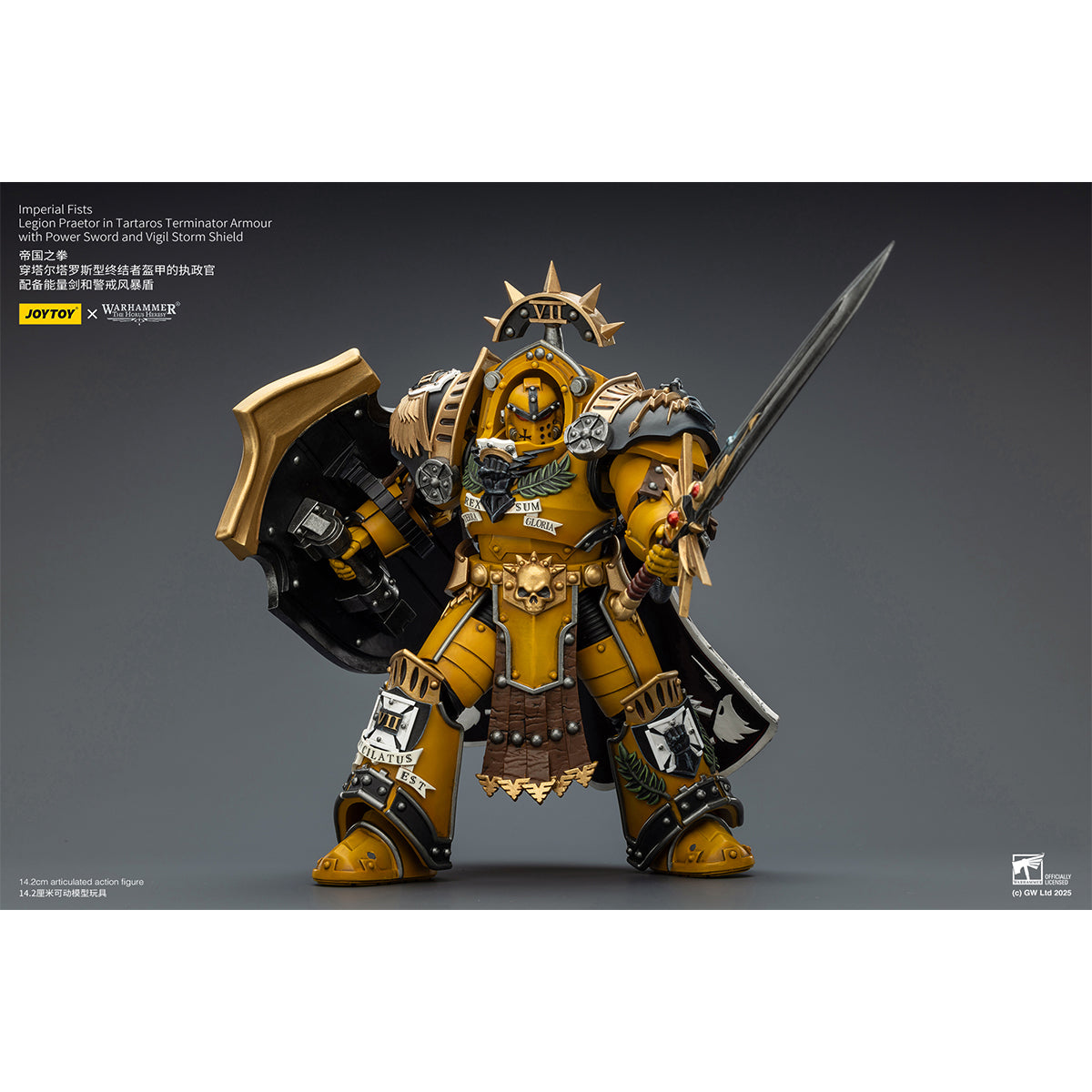 JOYTOY Warhammer Imperial Fists Librarian Consul with Force Axe and Bolt Pistol & Legion Praetor in Tartaros Terminator Armour with Power Sword and Vigil Storm Shield
