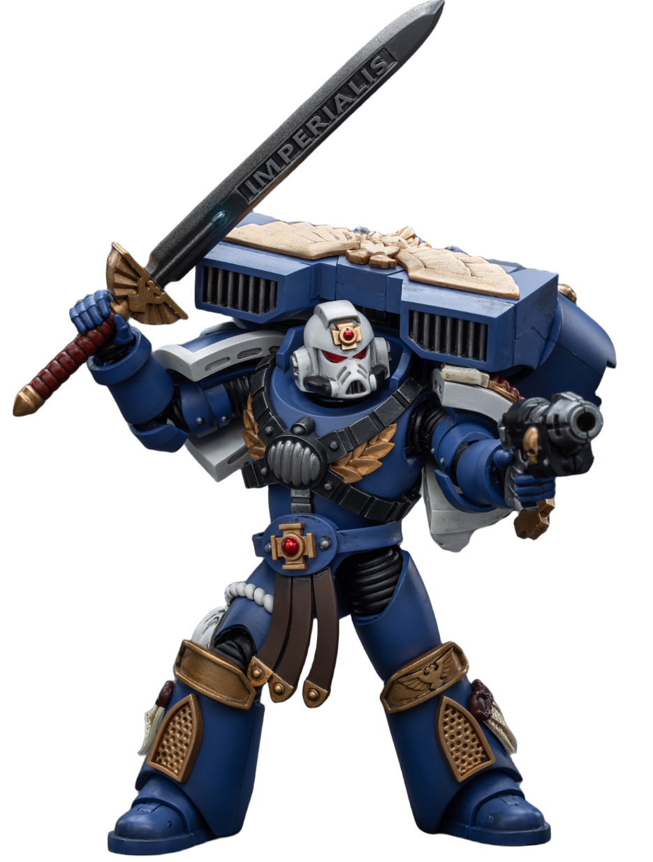 HiPlay JoyToy 40K Collectible Figure: Ultramarines Vanguard Veteran Sergeant 1:18 Scale Action Figures (Sergeant JT8018)