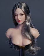 YMTOYS Asian Female Head Sculpt Huali (YMT102A) Realistic Beauty Headplay with Rooted Hair 1/6 Scale fit Action Figure