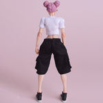 ATStory Figure Doll Clothes: Mecha Girl Short-Sleeve Crop Top - White For Action Figure