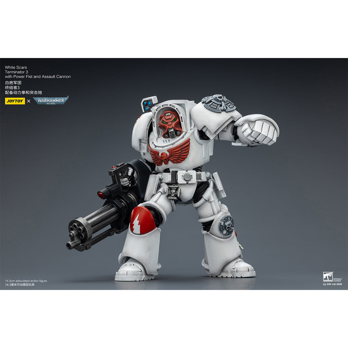 JOYTOY Warhammer 40,000 White Scars Terminator with Power Fist and Assault Cannon & with Power Fist and Storm Bolter & with Power Sword and Storm Bolter Action Figure