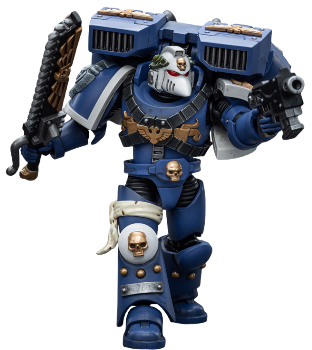 HiPlay JoyToy Warhammer 40K Collectible Figure: Ultramarines Vanguard Veteran with Chainsword and Bolt Pistol 1:18 Scale Action Figures (Chainsword and Bolt Pistol JT8025)