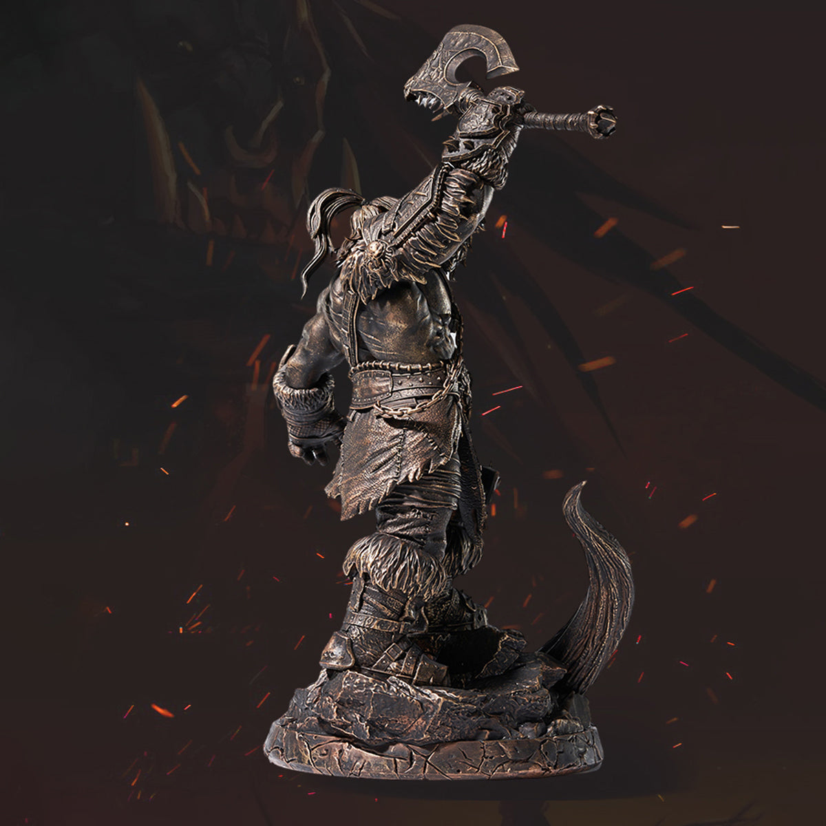Blizzard Game World of Warcraft: Grommash Hellscream Art Bronze Game Statue