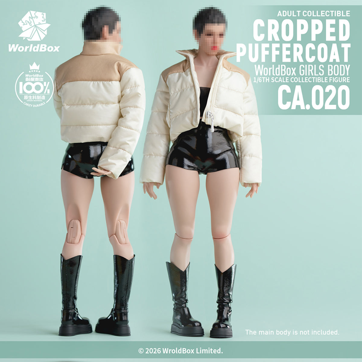 Worldbox Milk Coffee Dark Skin Down Jacket Set CA020 1/6 Scale Doll Clothes Accessory Fit Action Figure