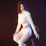 JIAOU DOLL, White Short Leather Jacket and Leather Pants,Doll Clothes For 12-inches Figure