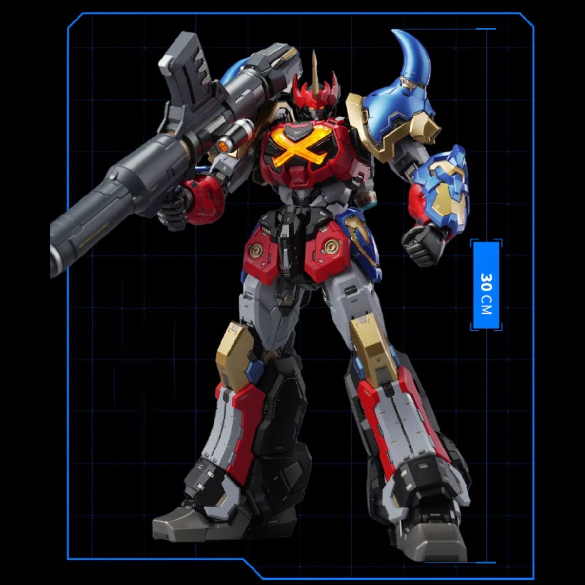 MOSHOWTOYS Sengoku Majin Goshogun con luces, figura de acción transformable de fundición a presión