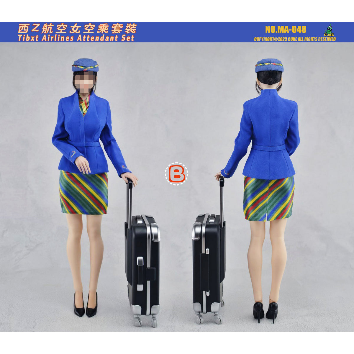 CUKE TOYS West Z Airlines Female Flight Attendant Outfit Set MA-048 Doll Clothes Accessory Fit 1/6 Scale 12-inches Action Figure