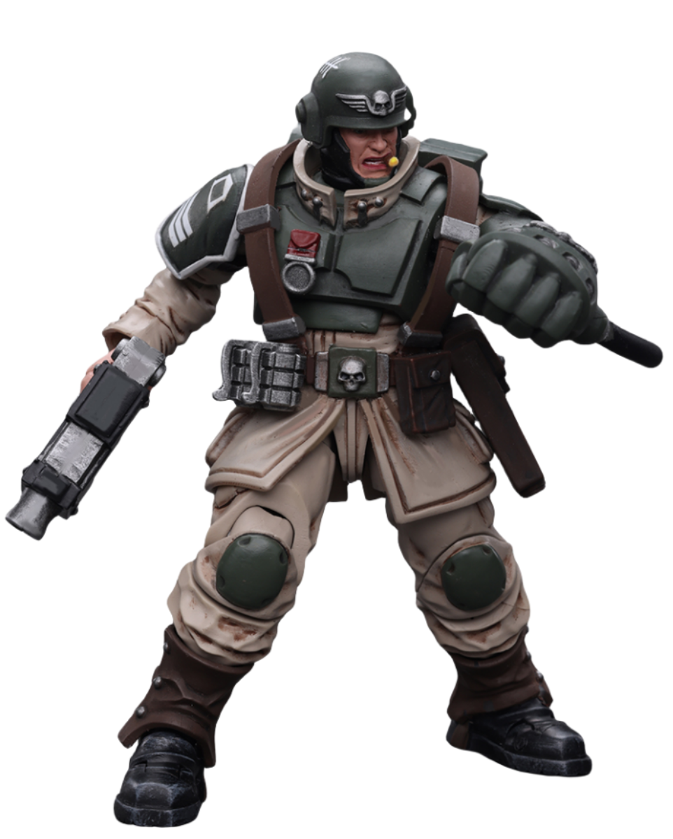 HiPlay JoyToy Warhammer 40K Collectible Figure: Astra Militarum Cadian Command Squad Veteran Sergeant with Power Fist 1:18 Scale Action Figures JT7936