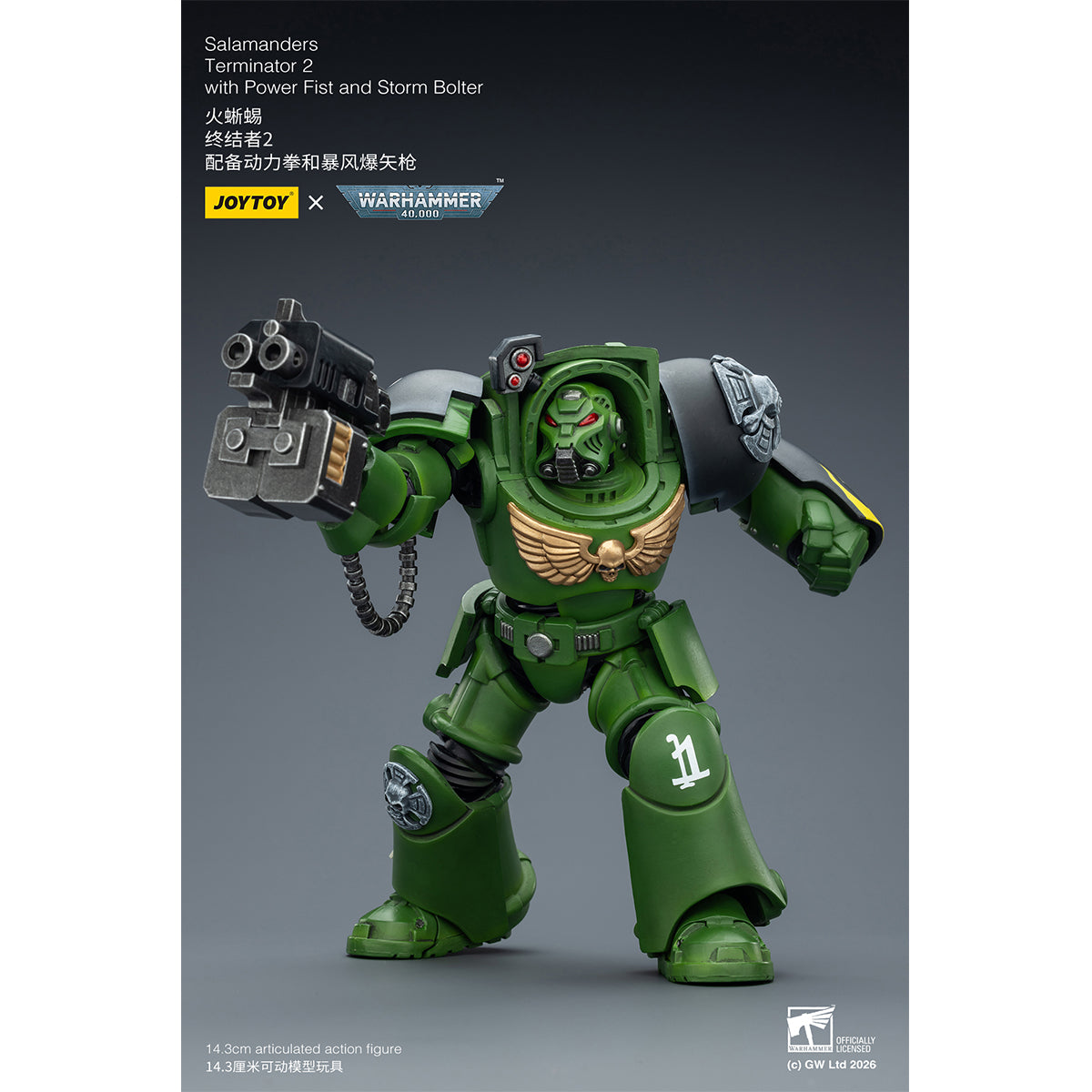 JOYTOY Warhammer 40,000 Salamanders Terminator with Power Fist and Assault Cannon & with Power Fist and Storm Bolter & with Power Sword and Storm Bolter Action Figure