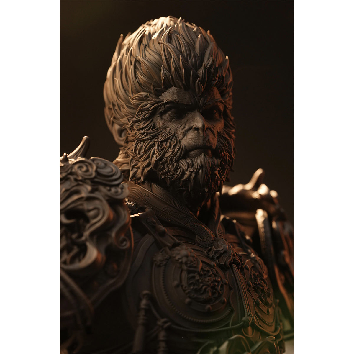 TaiChi Studio, Black Intelligent Stone Monkey, Statue