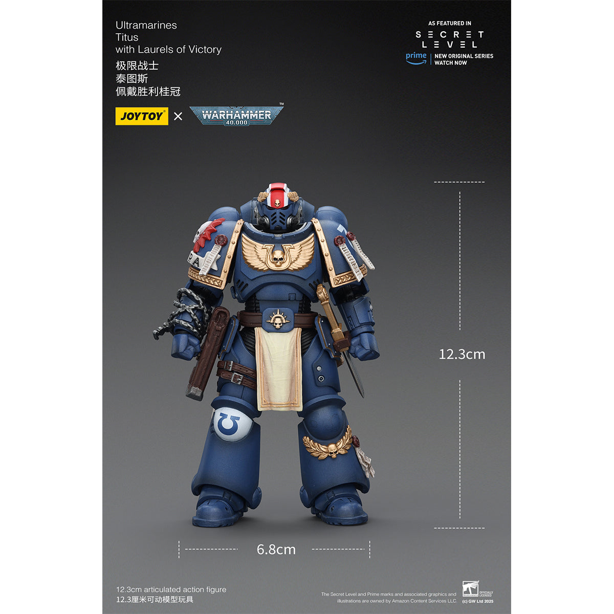 JOYTOY Warhammer Ultramarines Torvald with Power Sword Levantus with Power Sword Metaurus with Power Axe Titus with Laurels of Victory 1/18 Scale Action Figure