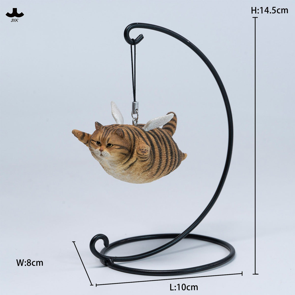 JXK Cat Angel Statue JXK383 Winged Feline Figure with Metal Stand Realistic Animal Collectible for Home Office Desk Decor
