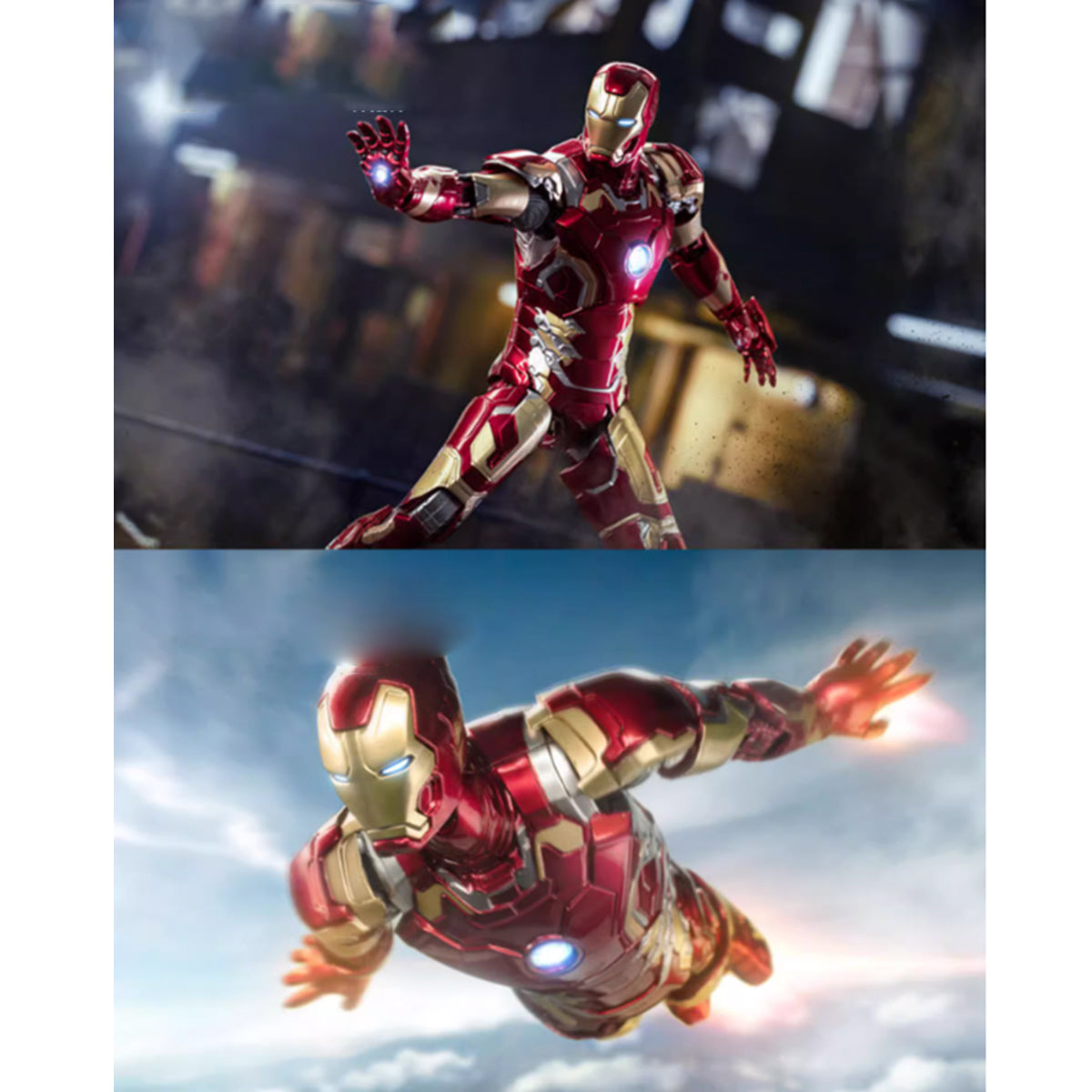 ZD Toys Anniversary Series Collectible Action Figure Full Set: Iron Man MK43, Illuminated Edition, 1:10 Scale Miniature