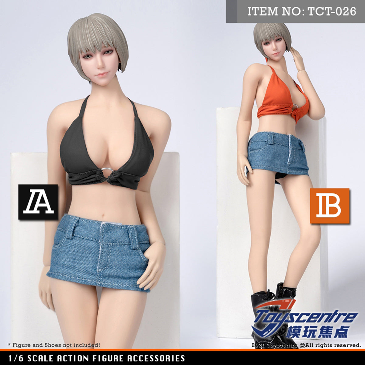 Toyscentre, Female Clothes Set Camisole + Short Skirt + Underpants, Doll Clothes Accessory for 12-inches Action Figurine