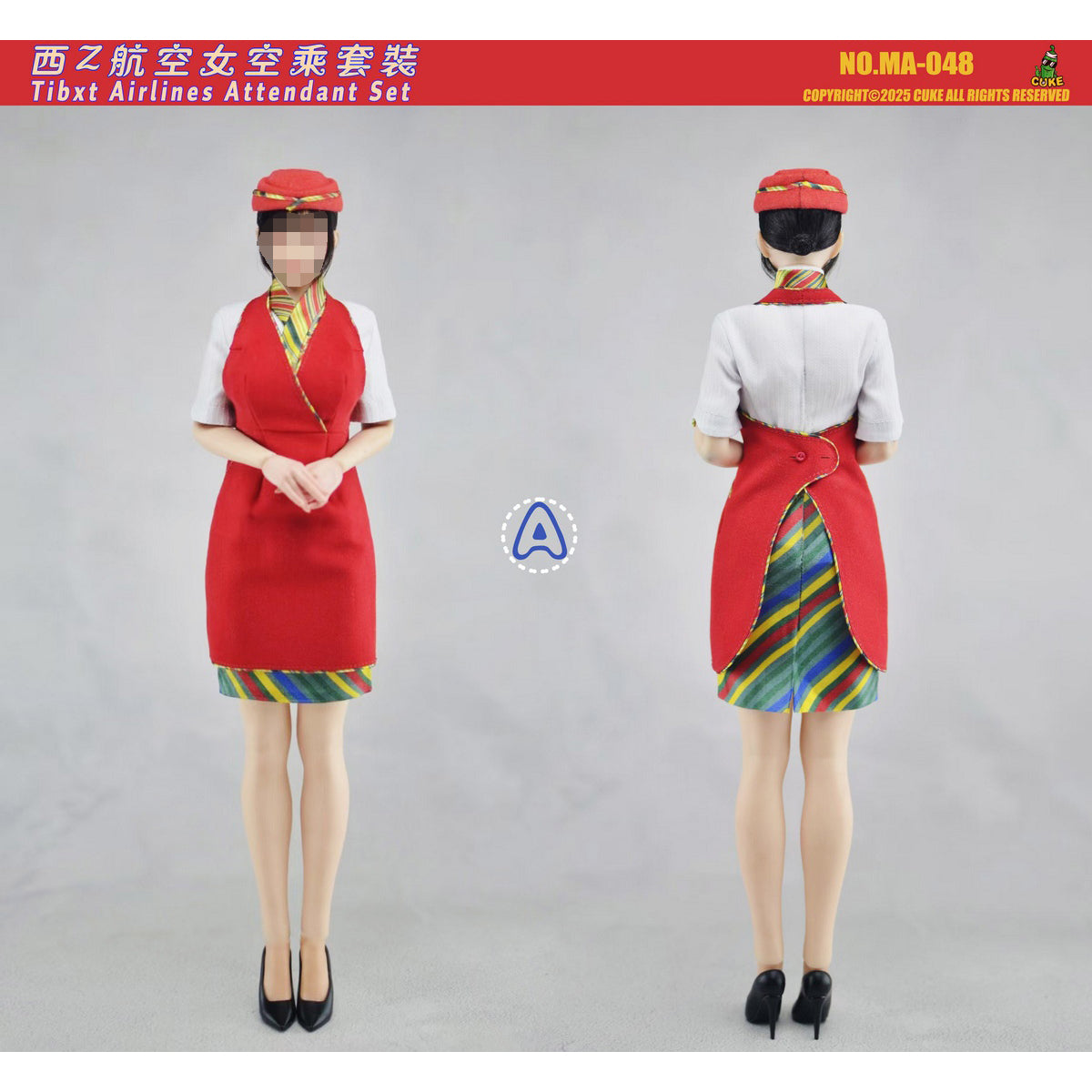 CUKE TOYS West Z Airlines Female Flight Attendant Outfit Set MA-048 Doll Clothes Accessory Fit 1/6 Scale 12-inches Action Figure