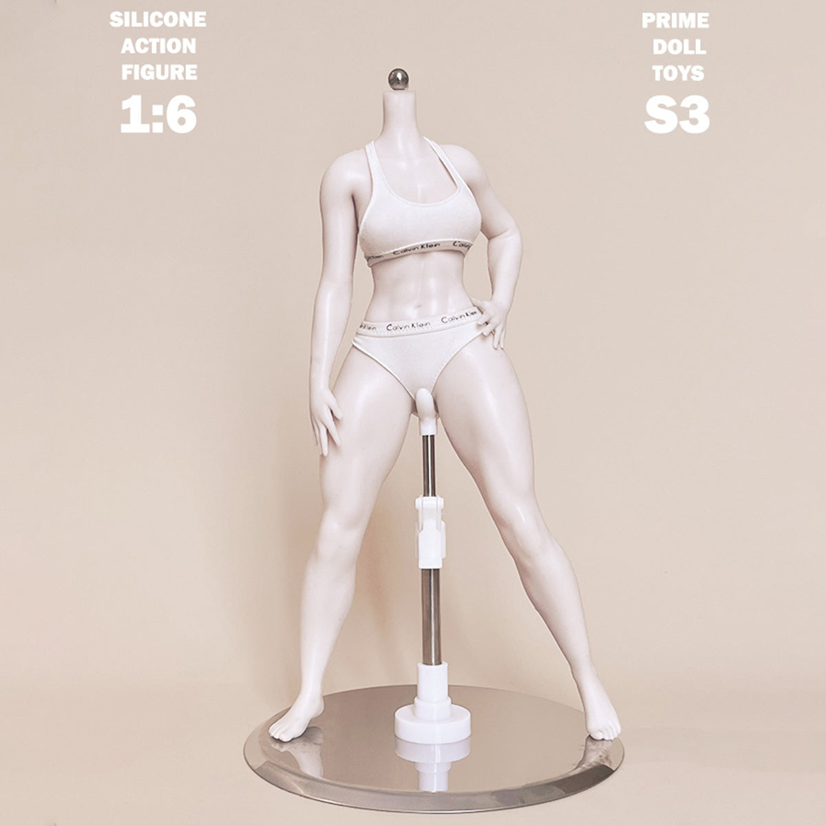 PDTOYS Seamless Platinum Silicone Thick Legs Female Body S3 Integrated Hands & Feet Pale Skin with Body Makeup Articulated Fingers