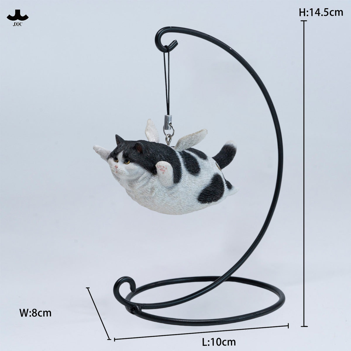 JXK Cat Angel Statue JXK383 Winged Feline Figure with Metal Stand Realistic Animal Collectible for Home Office Desk Decor