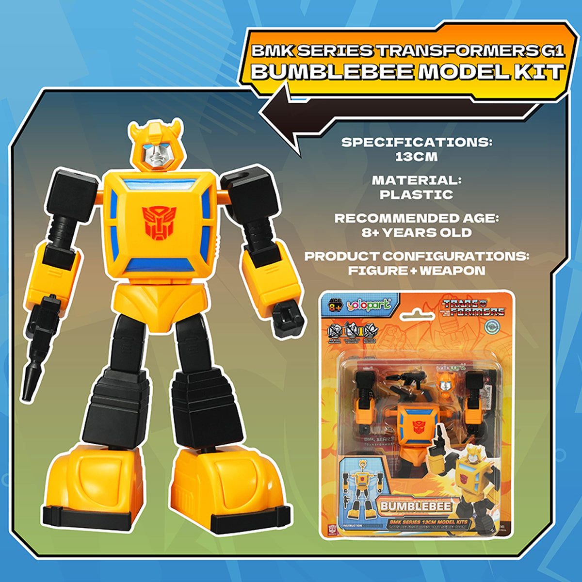 Yolopark Transformers G1 Animation BMK Optimus Prime Megatron Bumblebee Starscream Set Model Kit