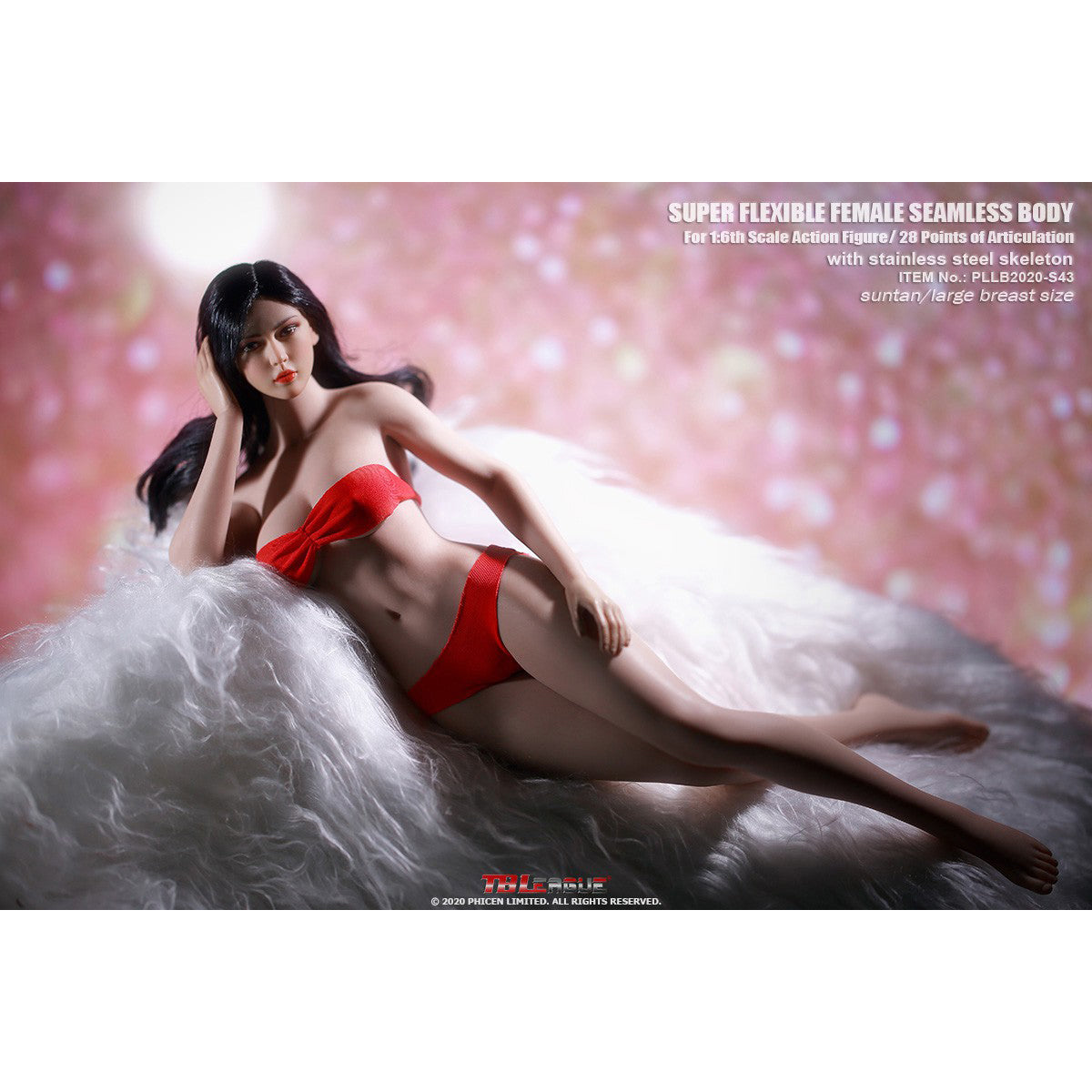 TBLeague Seamless Female Large Bust Smooth and Rounded S42 S43 Non-Detachable Feet with Head Sculpt 1/6 Scale Action Figure Body