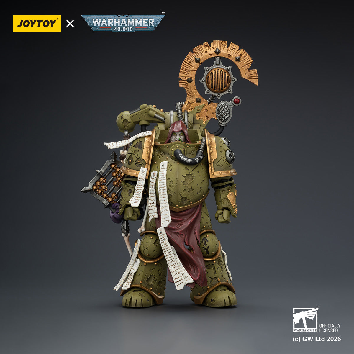 JOYTOY Warhammer 40K Death Guard Tallyman with Plasma Pistol & Biologus Putrifier with Injector Pistol and Hyper Blight Grenades 1/18 Scale Action Figure