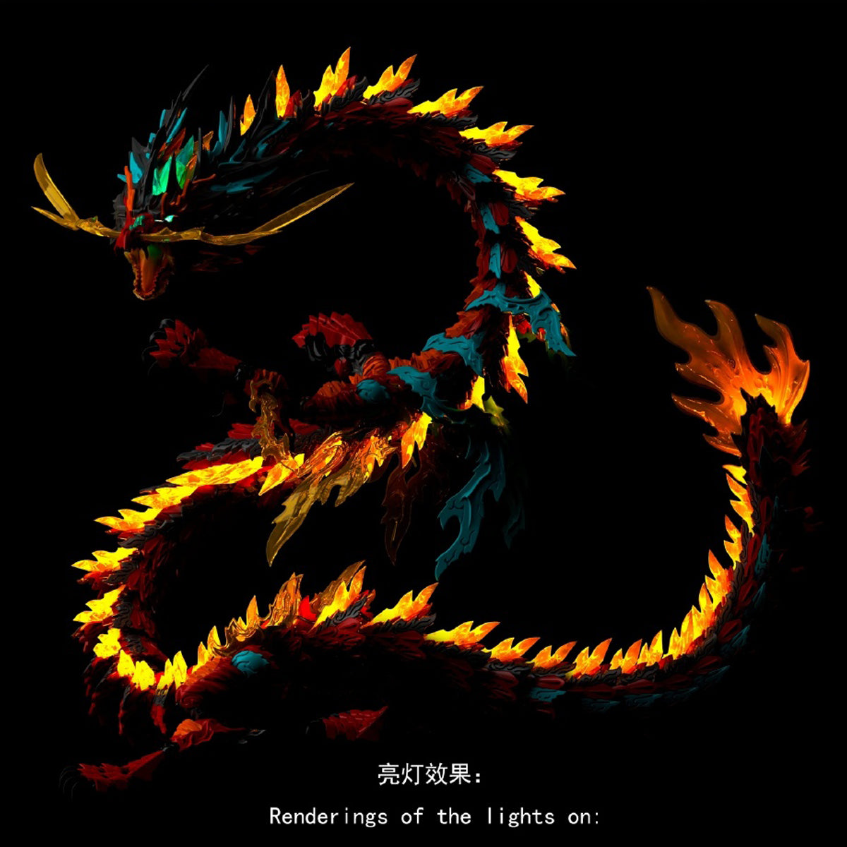 SHENX Tech ZL-0001 Red Dragon King Alloy Skeleton Model with Light Assembly Model Kit