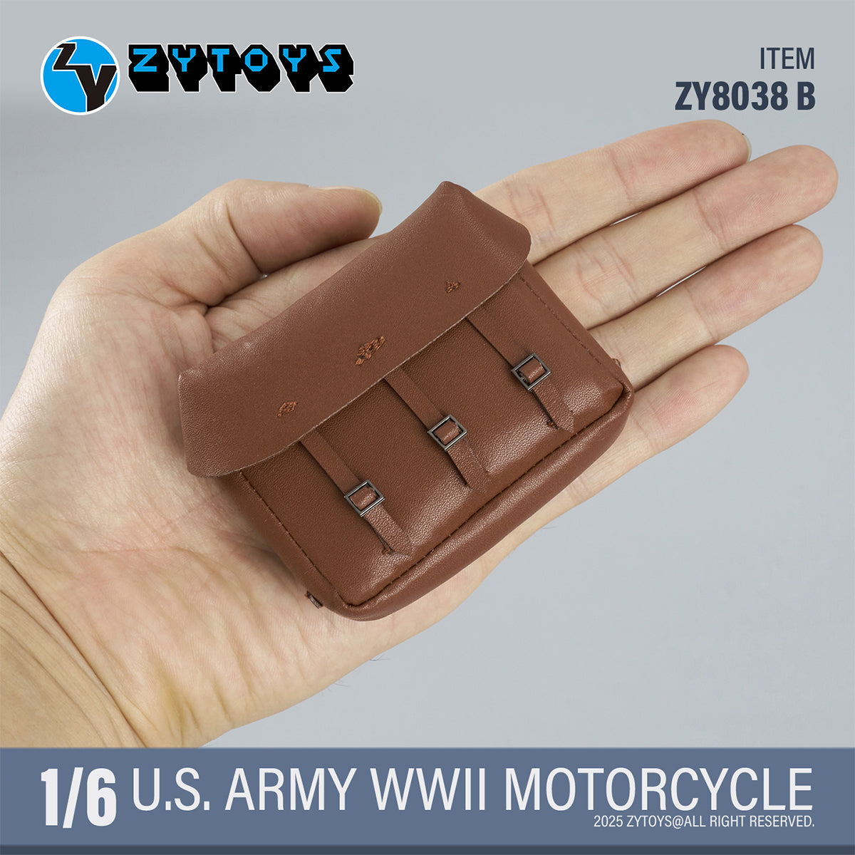 ZYTOYS 1/6 Scale ZY8038A WWII US Army Motorcycle Vehicle Model & Shoulder Bag Set ZY8038B