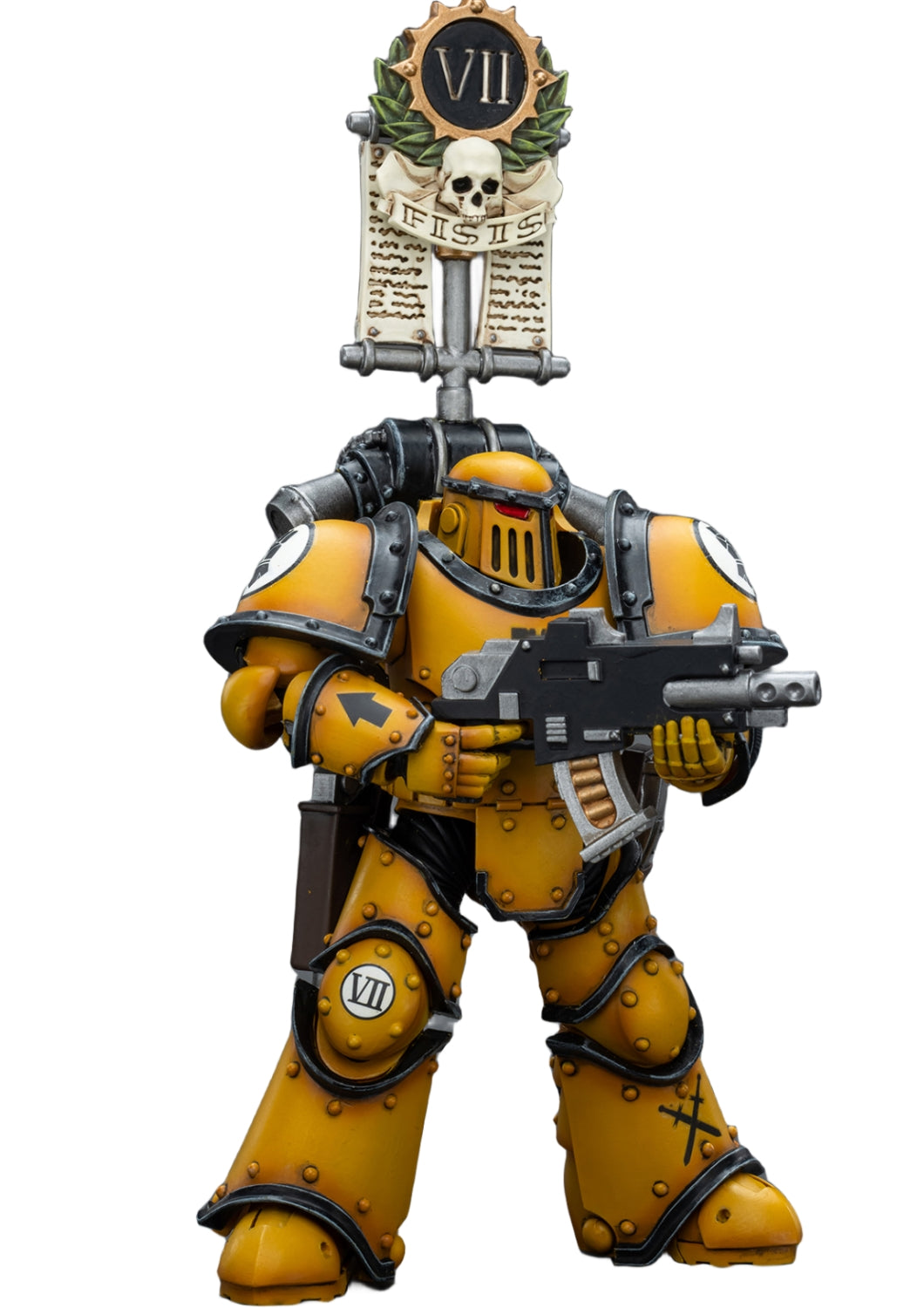 HiPlay JoyToy 40K Collectible Figure: Imperial Fists Legion MkIII Tactical Squad Legionary with Legion Vexilla 1:18 Scale Action Figures JT9053