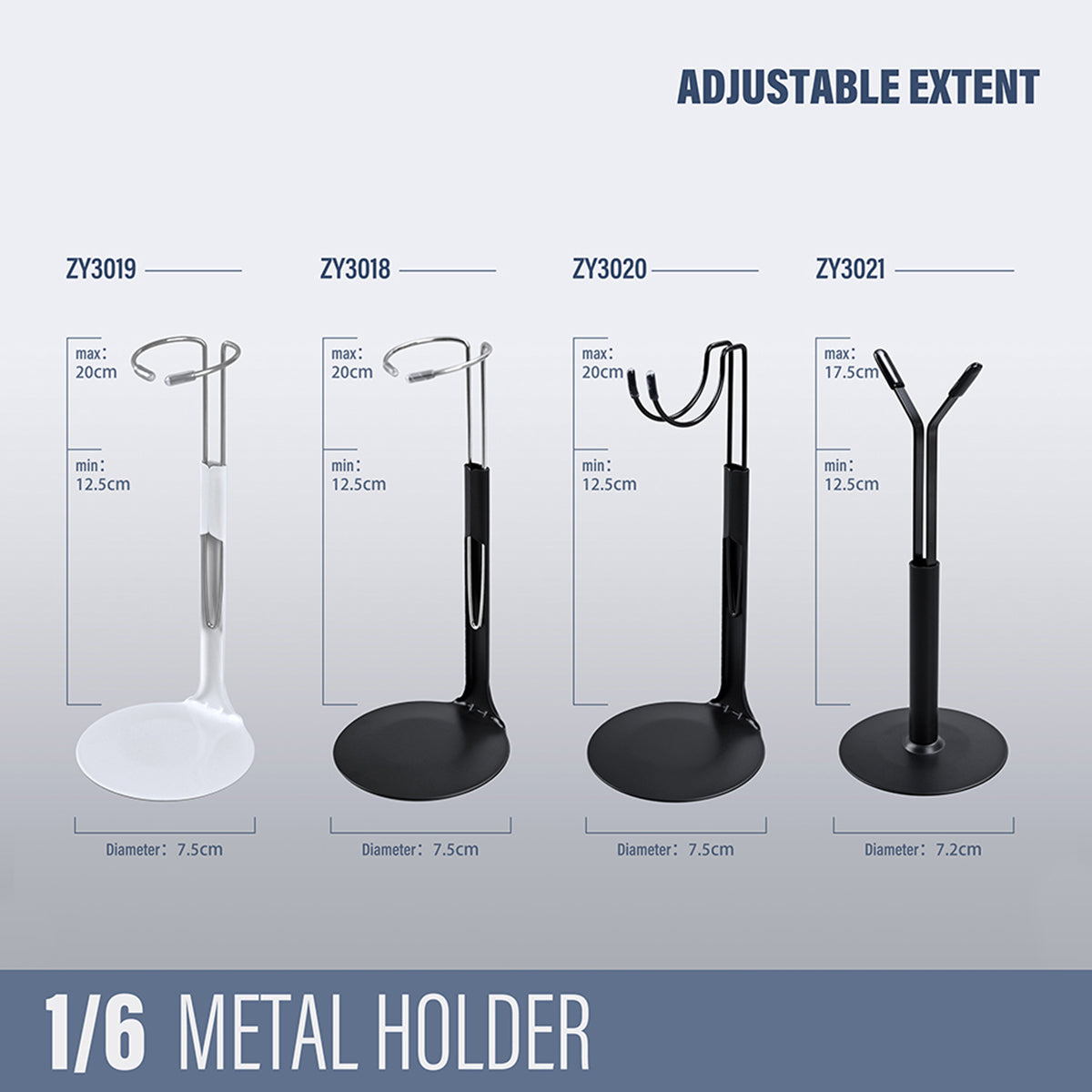 ZYTOYS, Type Y/Type U/Waist C Type Metal Display Stand Platform Props, Doll Accessory for 12-inches Figure