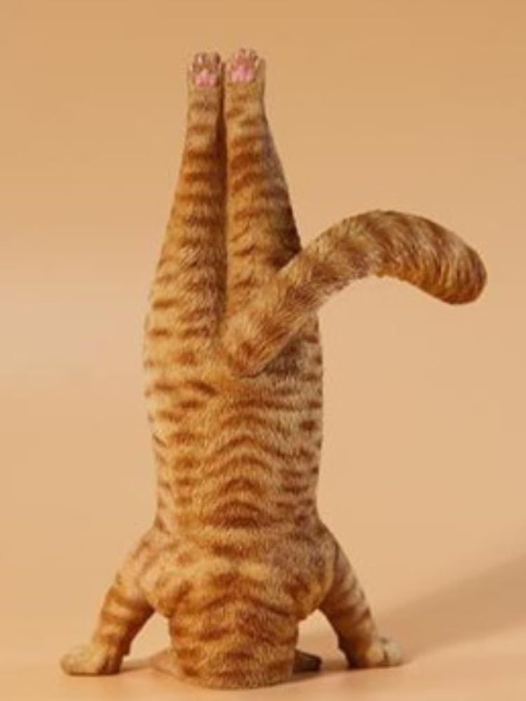 HiPlay JXK Collectible Cat Figure: Yoga Cat, Expertly Hand-Painted, Lifelike, Safe Resin, 1:6 Scale Miniature Animal Figurine