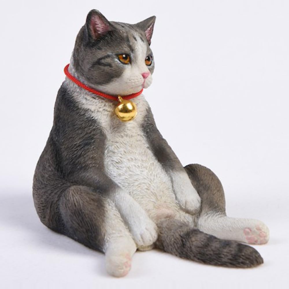 HiPlay JXK Collectible Cat Figure: American Shorthair, Expertly Hand-Painted, Lifelike, Safe Resin, 1:6 Scale Miniature Animal Figurine