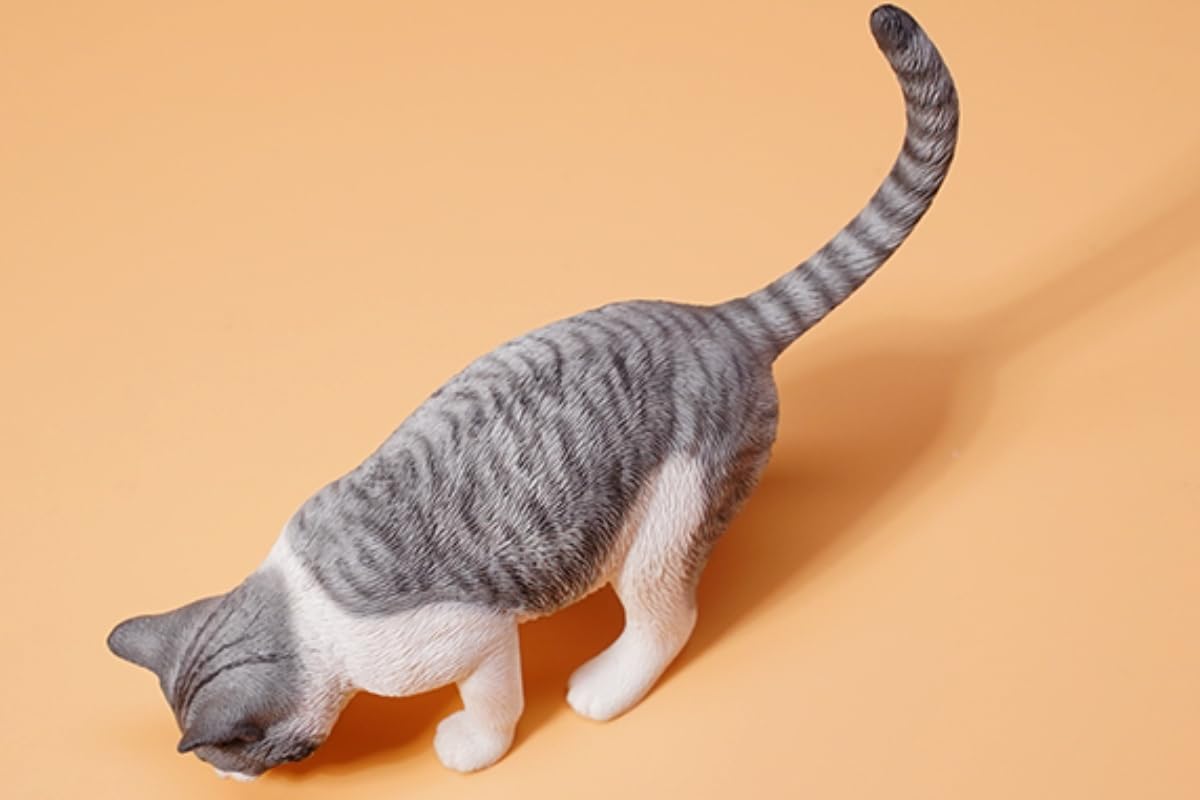 HiPlay JXK Collectible Cat Figure: Cats Eat Food, Expertly Hand-Painted, Lifelike, Safe Resin, 1:6 Scale Miniature Animal Figurine