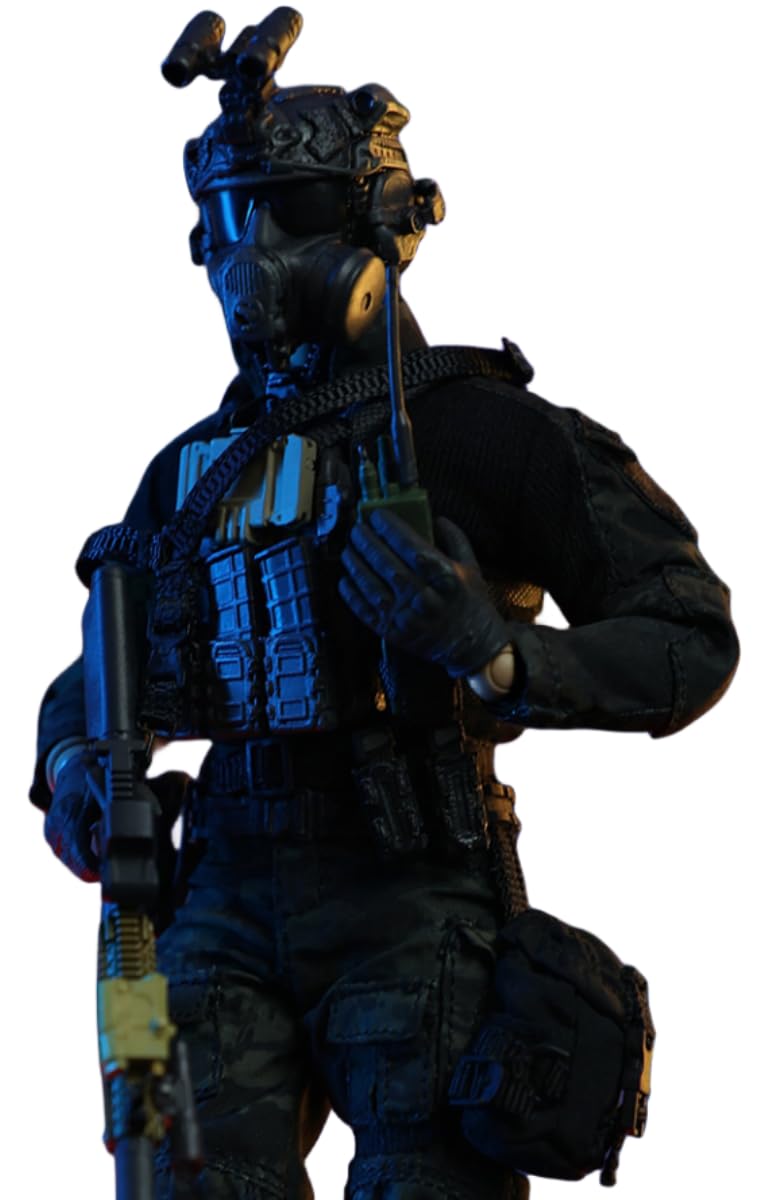 HASUKI Male Collectible Figure: Black Ops, Military Style, 1:12 Scale Miniature