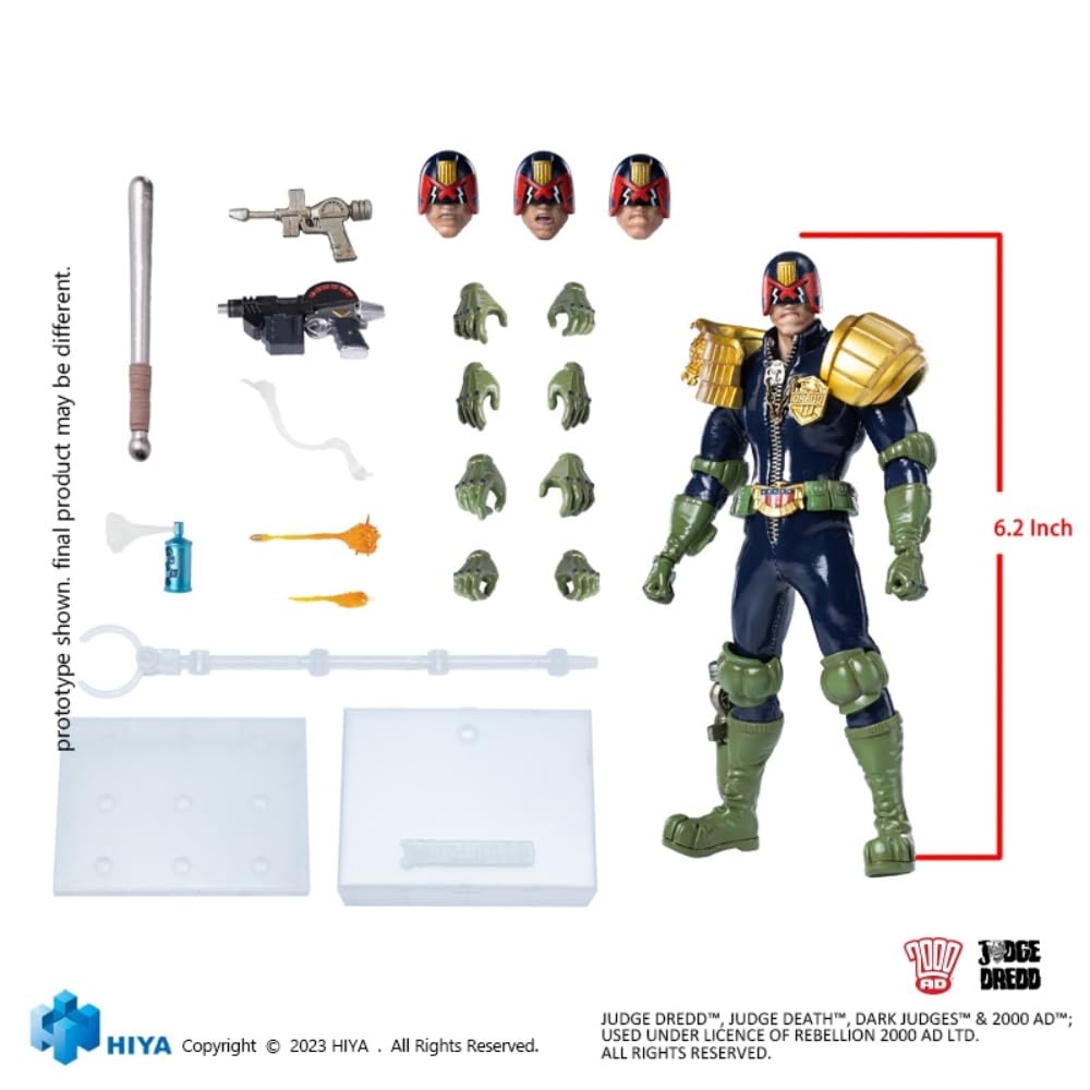 HiPlay HIYA Toys Collectible Action Figure Full Set: Exquisite Super Series, Judge Dredd, 1:12 Scale Miniature