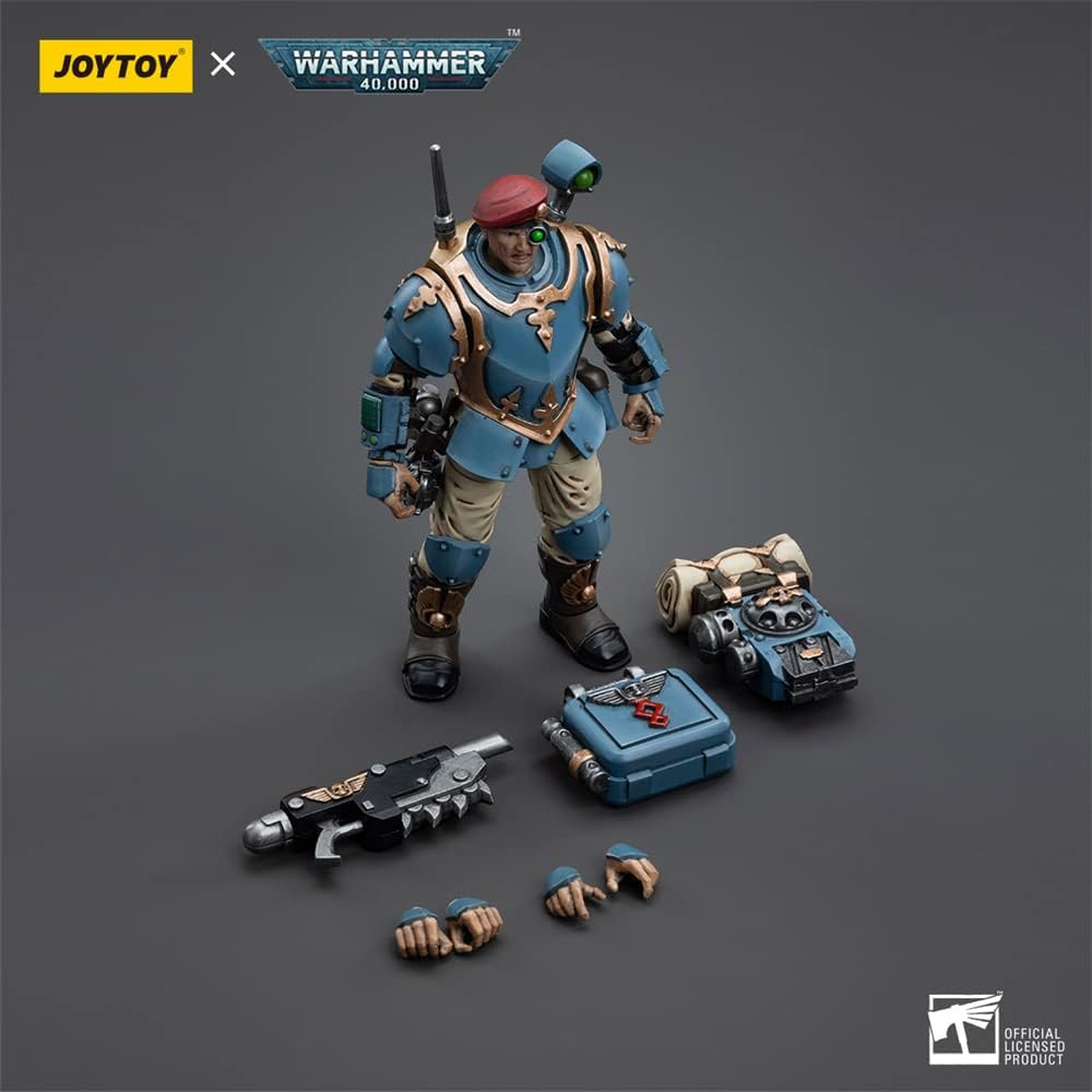 HiPlay JoyToy ¡Á Warhammer 40K Officially Licensed 1/18 Scale Science Fiction Action Figures Full Set Series Astra Militarum Tempestus Scions Command Squad 55th Kappic Eagles Medic