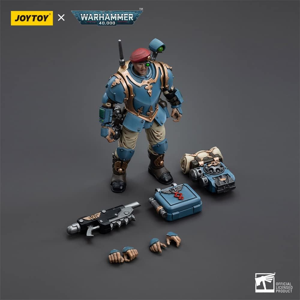 JoyToy ¡Á Warhammer 40K Figuras de acción de ciencia ficción a escala 1/18 con licencia oficial Serie completa Astra Militarum Tempestus Scions Command Squad 55th Kappic Eagles Medic