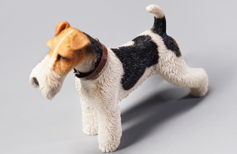 HiPlay JXK Collectible Fox Figure: Foxterriers, Expertly Hand-Painted, Lifelike, Safe Resin, 1:6 Scale Miniature Animal Figurine