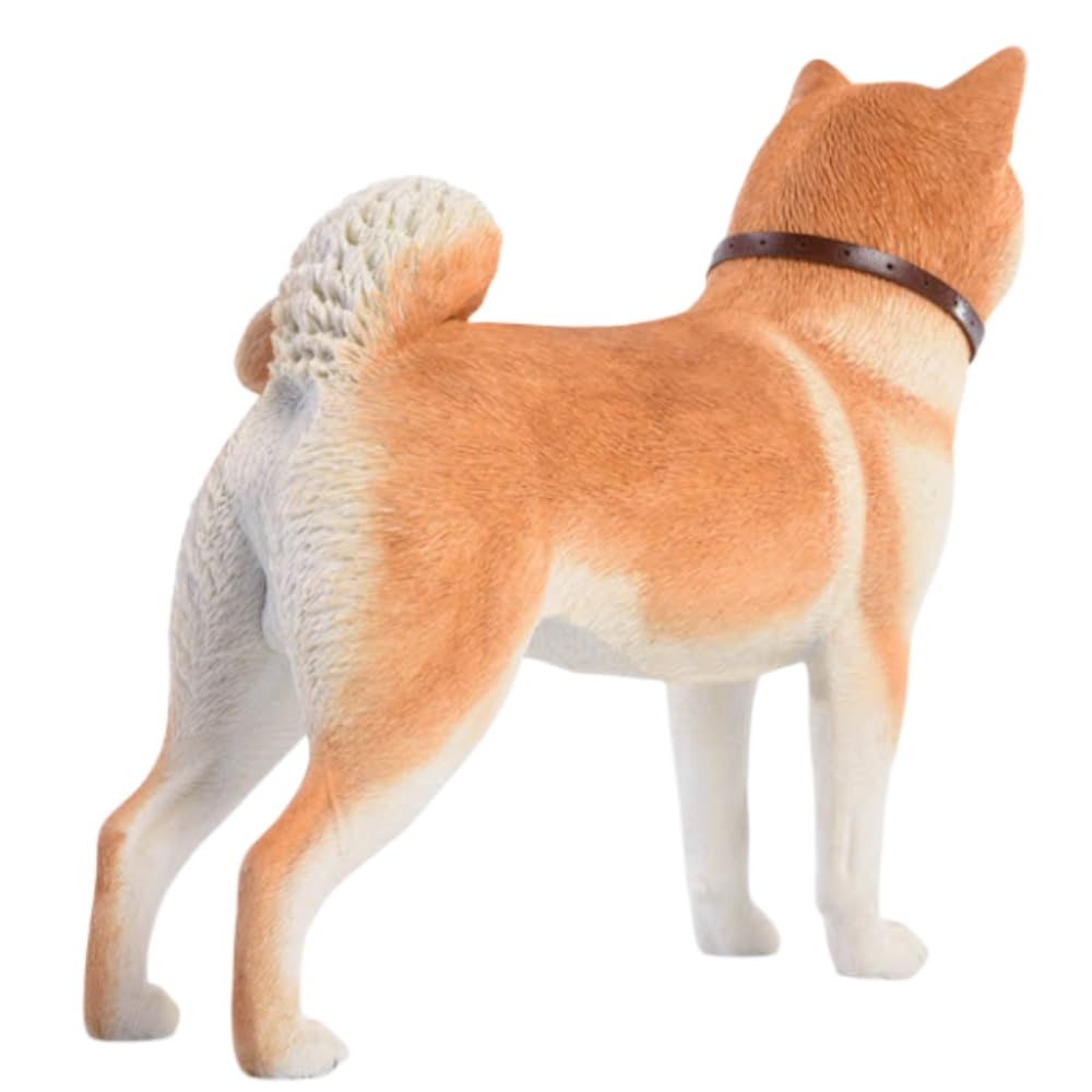 HiPlay JXK Collectible Dog Figure: Japanese Akita, Expertly Hand-Painted, Lifelike, Safe Resin, 1:6 Scale Miniature Animal Figurine